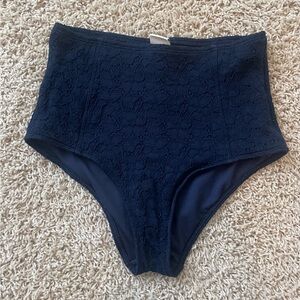 Abercrombie High-Waisted Navy Lace swim bottom, size medium